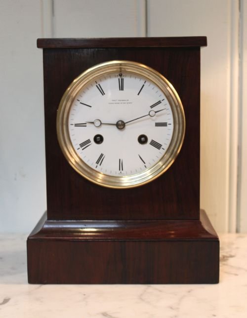 Superb Rosewood Mantel Clock Retailed by Clockmaker to Hm Queen Victoria