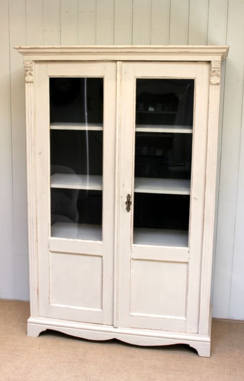 Late 19th Century French Painted Two Door Glazed Cupboard