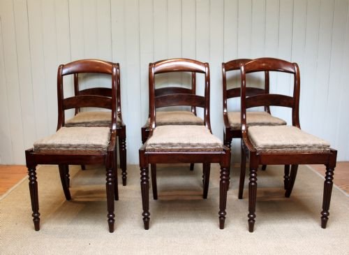 Set of Six French Mahogany Dining Chairs