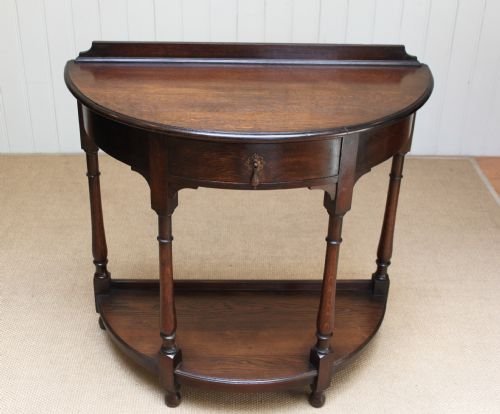 Solid Oak Demi Lune Hall Table