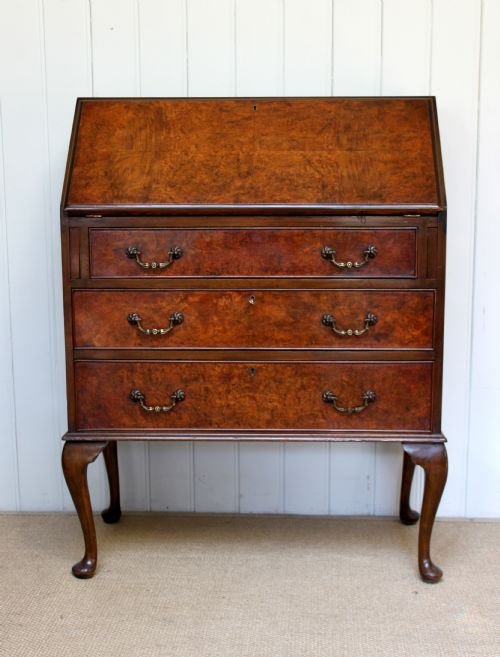 Burr Walnut Three Drawer Bureau