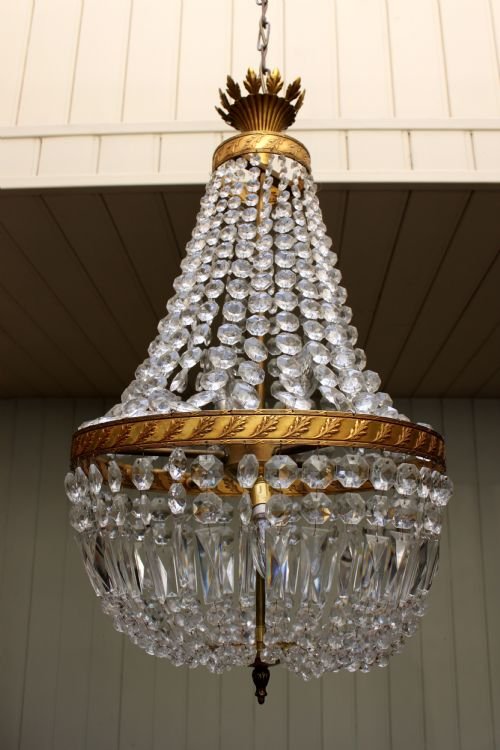 French Gilt and Glass Chandelier