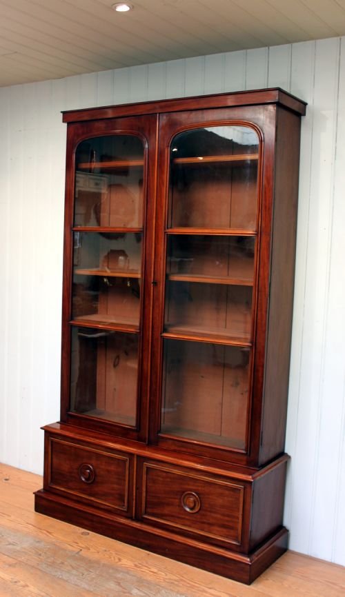 Large Mid Victorian Glazed Two Door Bookcase
