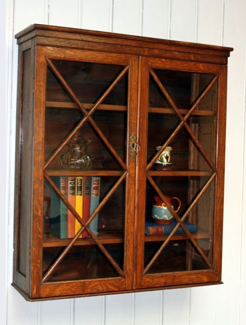Edwardian Oak Two Door Wall Cabinet