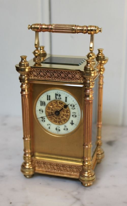 Ornate Timepiece Carriage Clock (France, C. 1890) 
