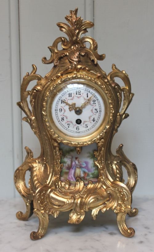 Small Gilt Metal Mantel Clock
