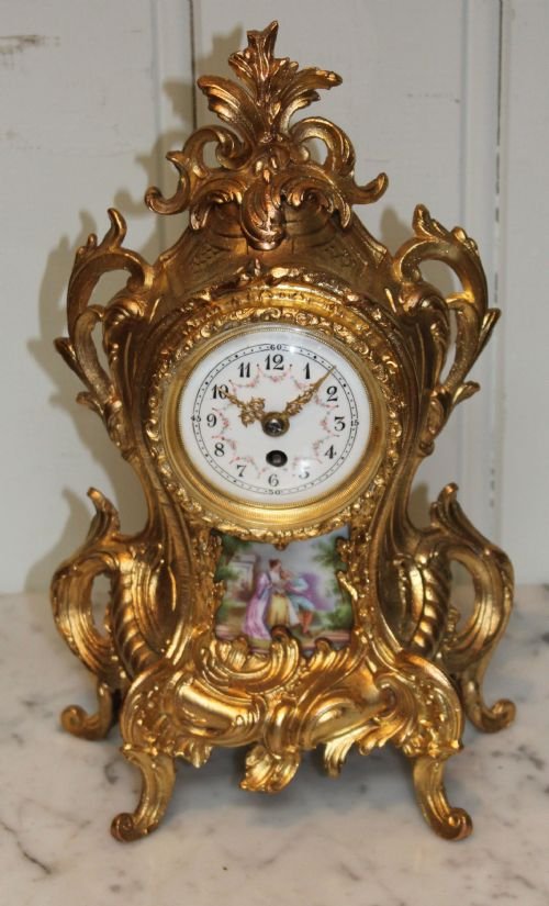 fig 1. Small Gilt Metal Mantel Clock