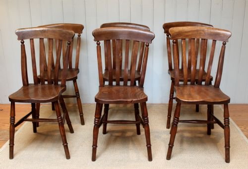 Set of Six Lath Back Chairs