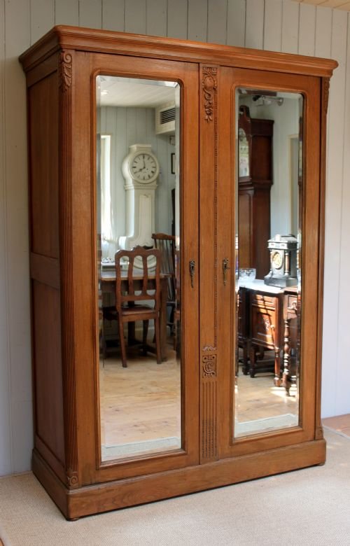 Solid Oak French Double Wardrobe