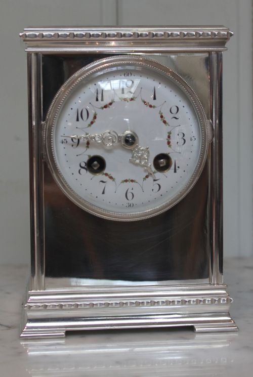 fig 1. Silver Plated Striking Mantel Clock