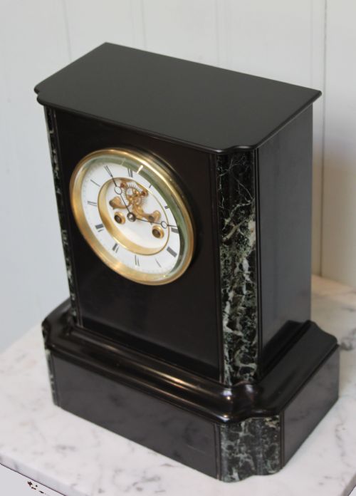 fig 1. Black Slate and Marble Mantel Clock
