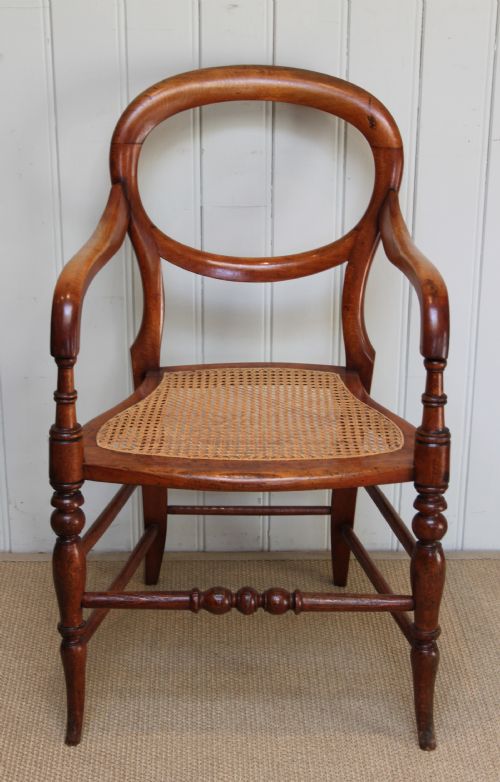 Victorian Cane Seated Balloon Back Chair