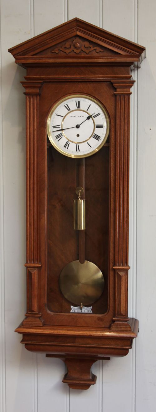 Slender Walnut Vienna Regulator Wall Clock