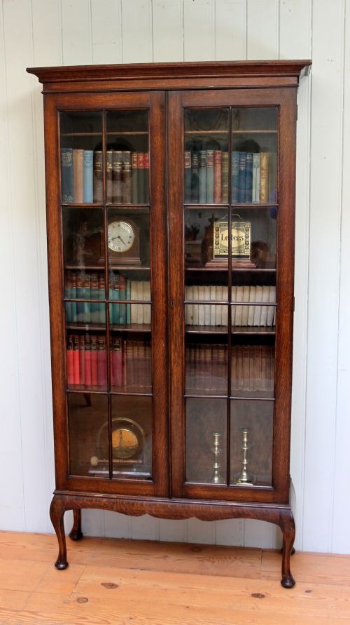 Solid Oak Two Door Bookcase