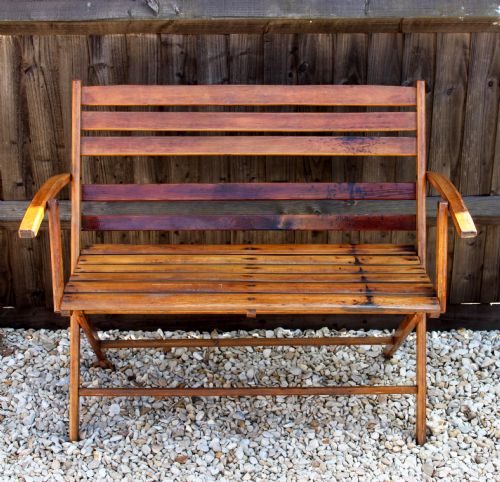 1920s Folding Beechwood Bench