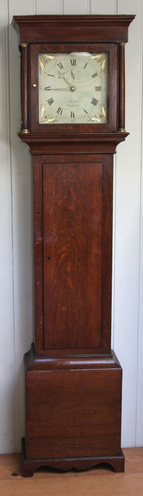 Small Well Proportioned Light Oak Longcase Clock