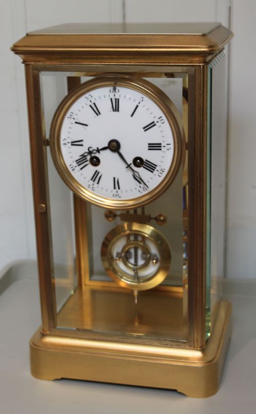 French Four Glass Mantel Clock