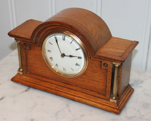 fig 1. Edwardian Solid Golden Oak Mantel Clock