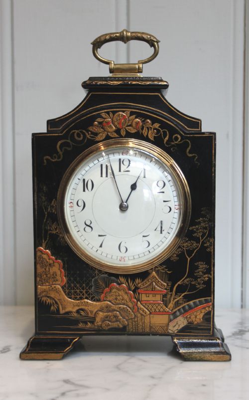 Black Chinoiserie Mantel Clock