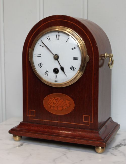 Edwardian Mahogany Arch Top Mantel Clock