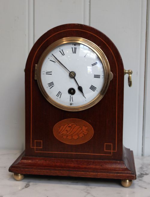 fig 1. Edwardian Mahogany Arch Top Mantel Clock