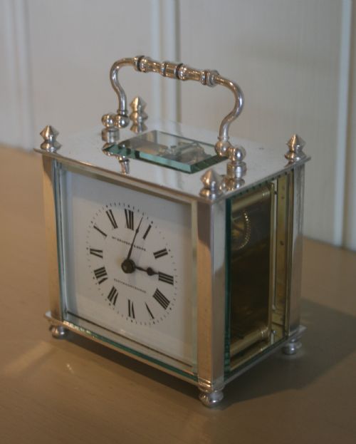 fig 1. Edwardian Timepiece Silver Plated Carriage clock