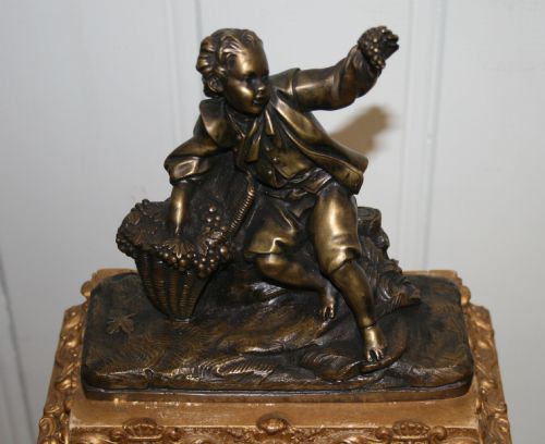 fig 1. French Ebonised, Bronze and Gilt Mantel Clock