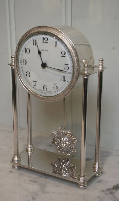 Small Silver Plated Portico Timepiece Clock