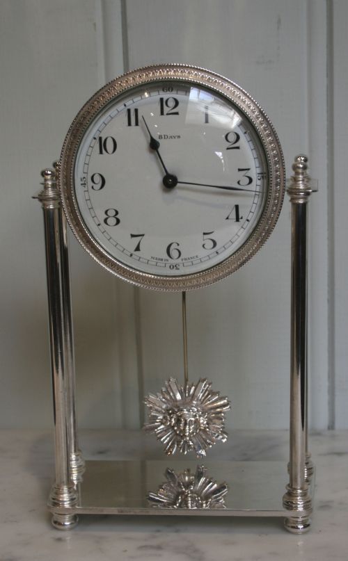 fig 1. Small Silver Plated Portico Timepiece Clock