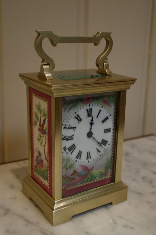 Porcelain Panel Timepiece Carriage Clock