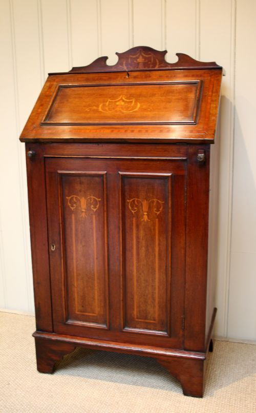 Late Victorian Small Inlaid Mahogany Bureau