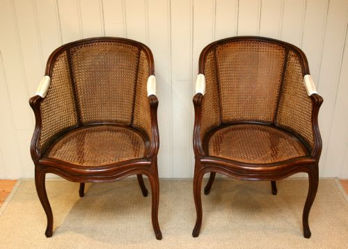 A Pair of French Cane Seated Bergeres