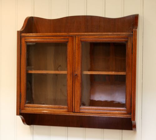 Edwardian Walnut Glazed Wall Cabinet