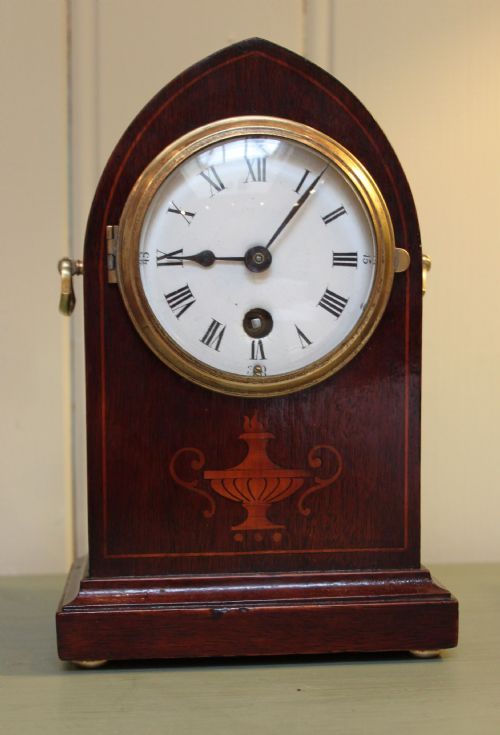 Small Edwardian Lancet Top Timepiece Mantel Clock