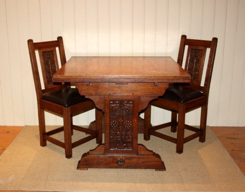 Arts & Crafts Influenced Oak Table & Chairs