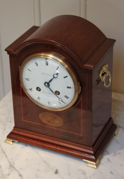 fig 1. Fine Edwardian Mahogany and Inlay Mantel Clock 