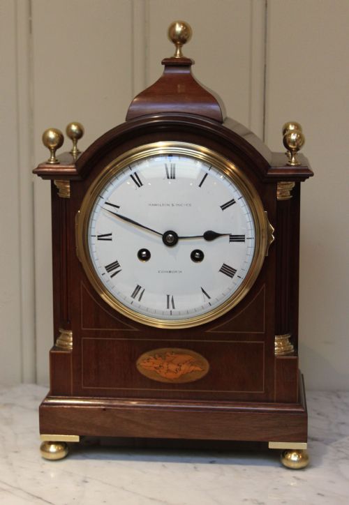 Fine Edwardian Mahogany and Inlay Bracket Clock