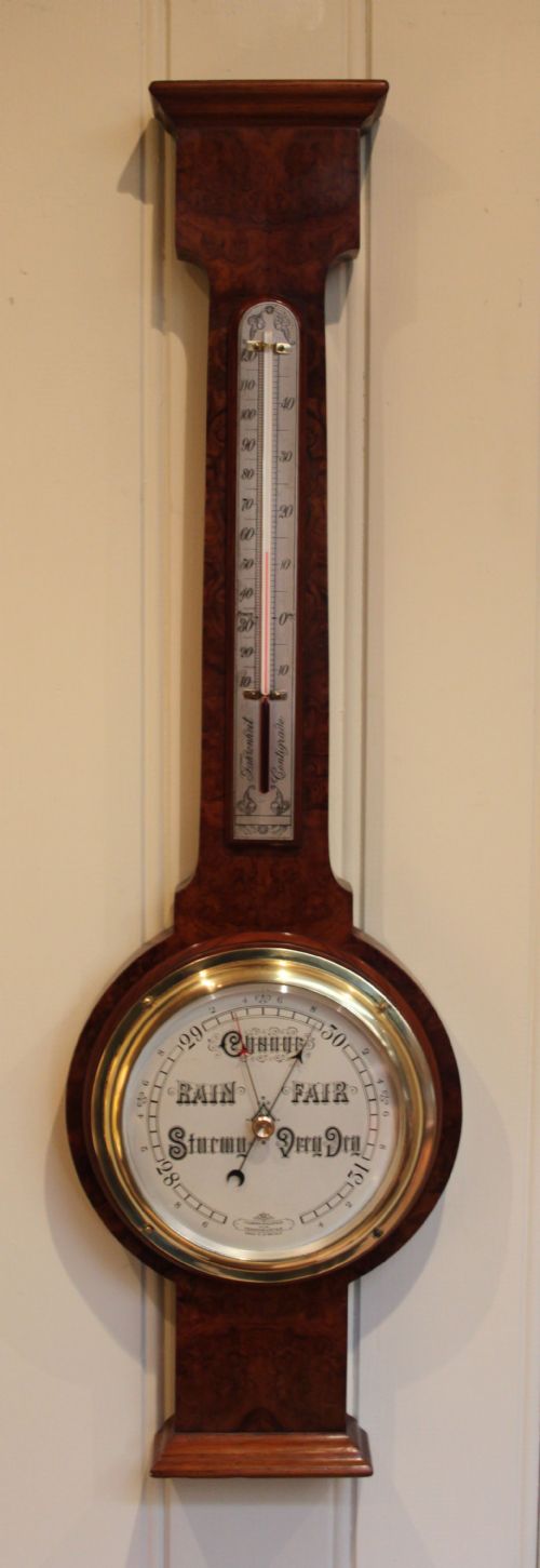 Burr Walnut Banjo Barometer