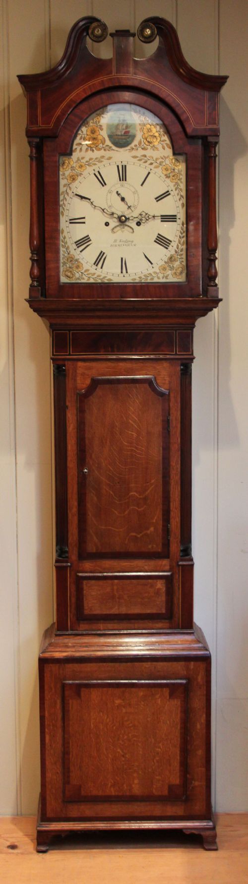 Oak and Mahogany Longcase Clock