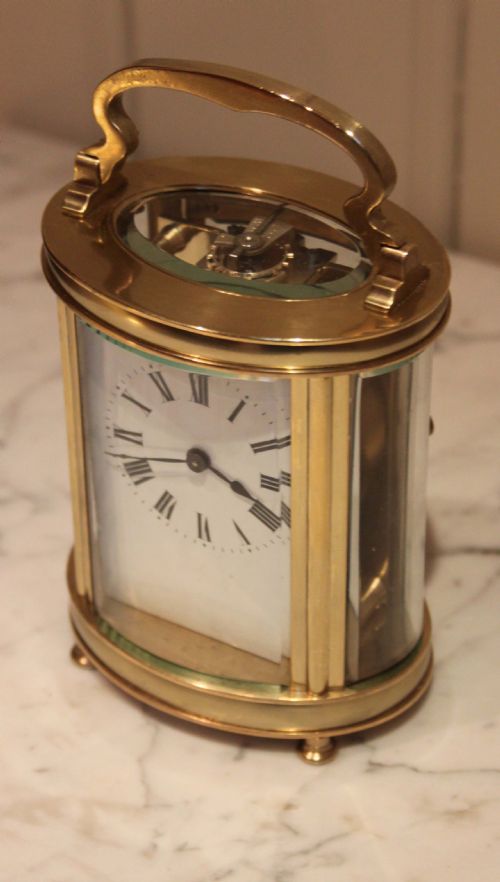 fig 1. Oval Timepiece Carriage Clock in Original Travel Case