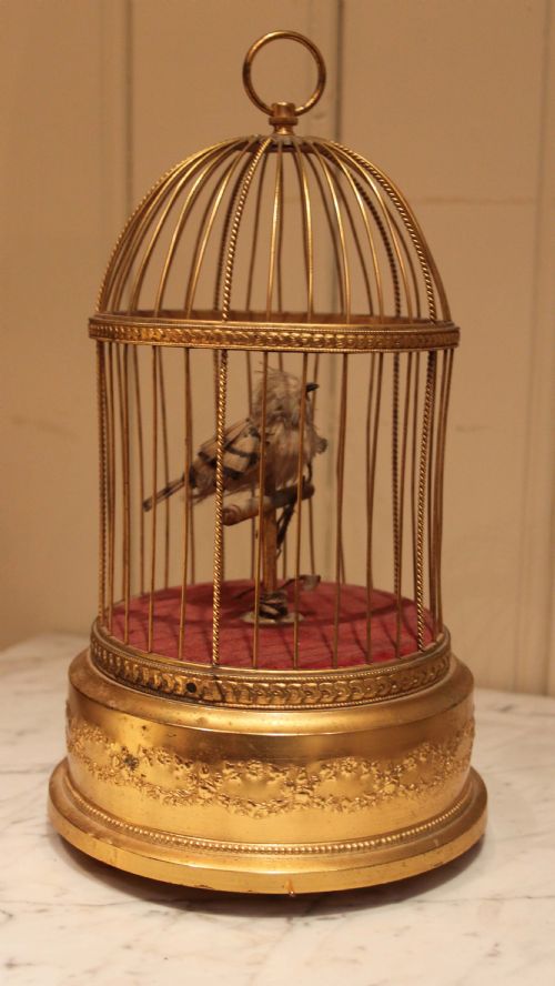 French Automaton Singing Bird in Cage