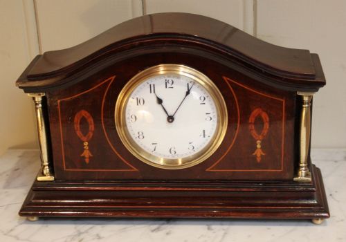fig 1. Edwardian Mahogany and Inlay Timepiece Mantel Clock