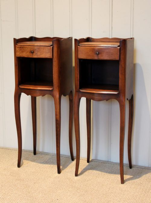 Pair of French Slender Beechwood Bedside Cabinets
