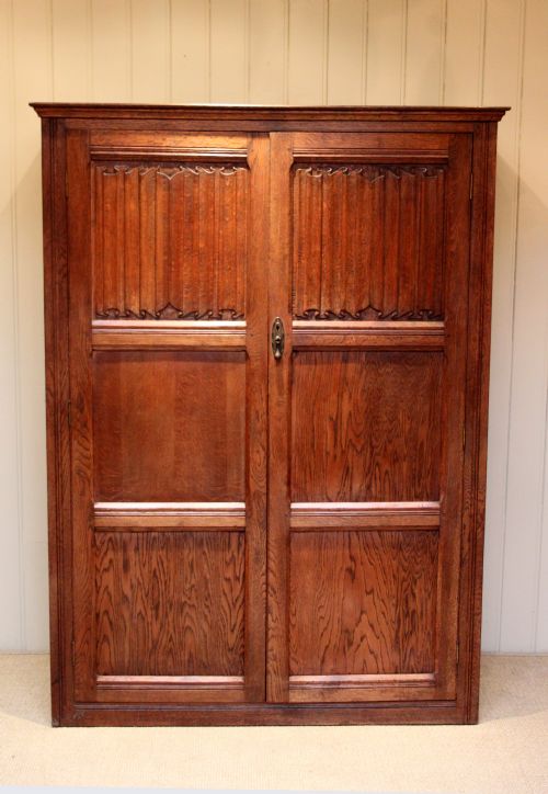 Solid Oak Two Door Hall Cupboard
