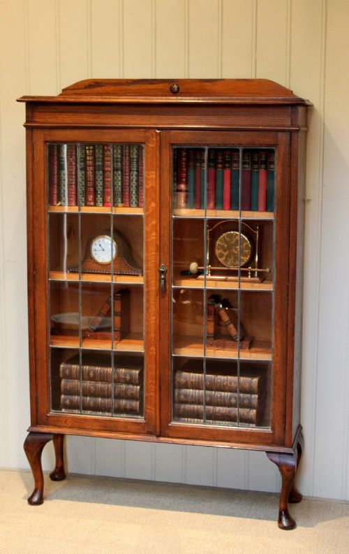 Glazed Two Door Oak Bookcase