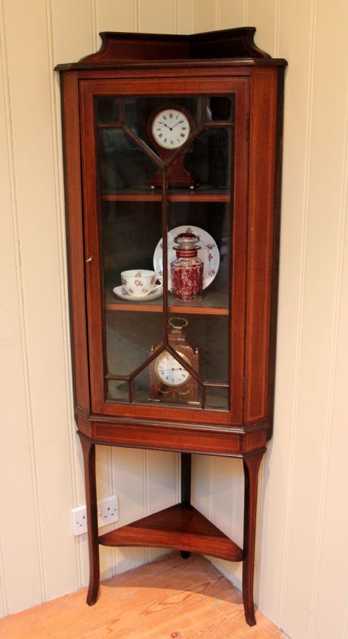 Edwardian Mahogany Glazed Corner Cabinet