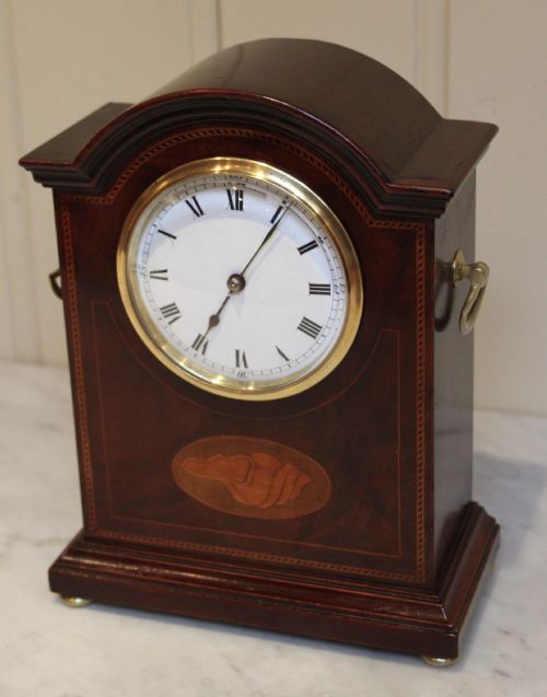 fig 1. Edwardian Mahogany and Inlay Mantel Clock