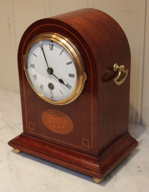 fig 1. Edwardian Mahogany and Inlay Timepiece Mantel Clock