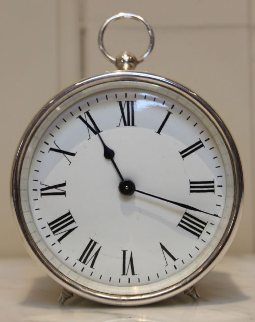 Silver Plated Drum Carriage Clock