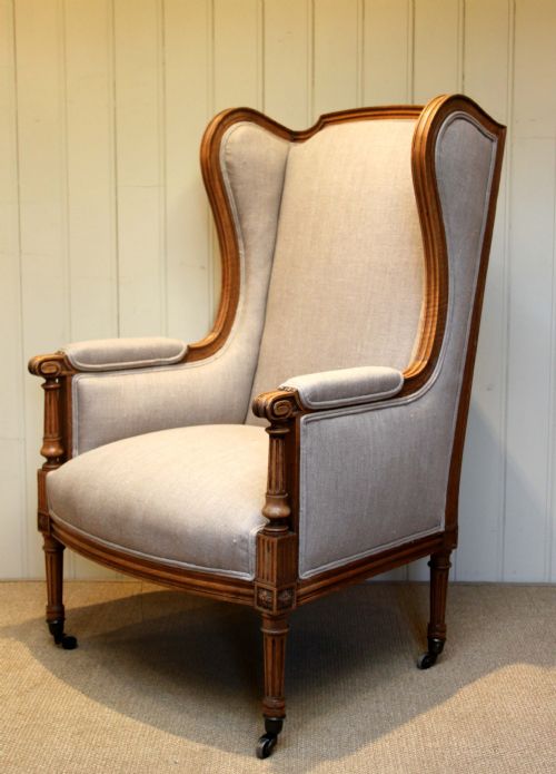 French Walnut Wing Armchair